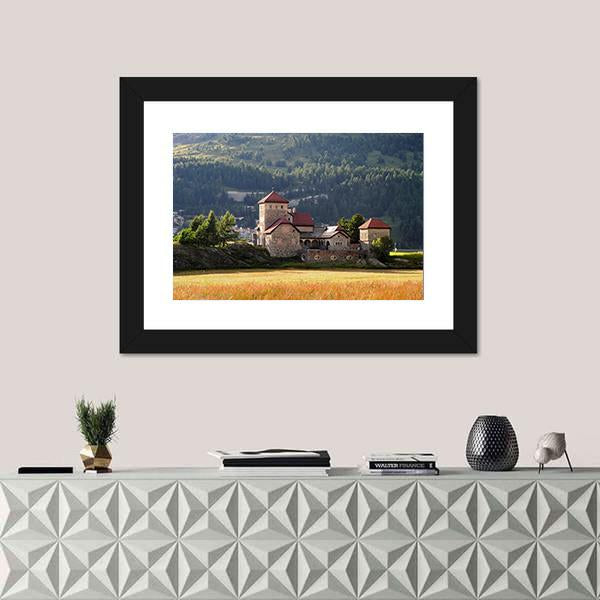 Old Building In Silvaplana Canvas Wall Art-1 Piece-Framed Print-20" x 16"-Tiaracle