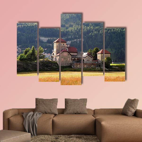 Old Building In Silvaplana Canvas Wall Art-5 Pop-Gallery Wrap-47" x 32"-Tiaracle