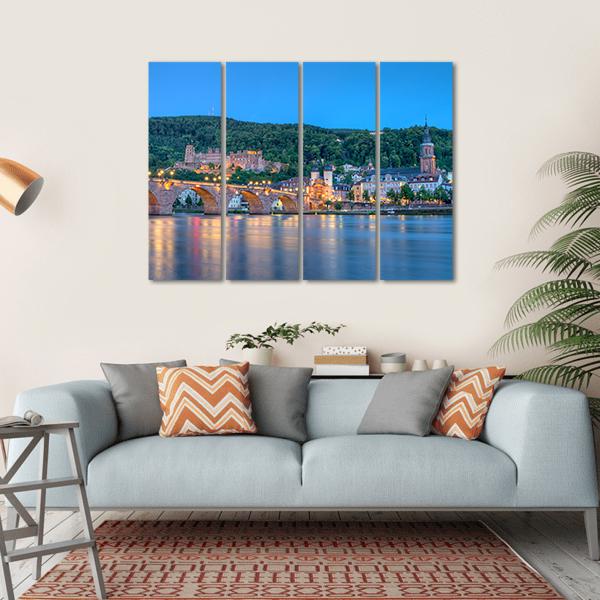 Old Castle And Carl-Theodor Bridge Germany Canvas Wall Art-4 Horizontal-Gallery Wrap-34" x 24"-Tiaracle