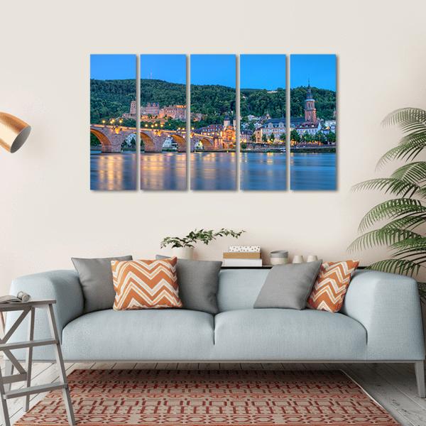 Old Castle And Carl-Theodor Bridge Germany Canvas Wall Art-5 Horizontal-Gallery Wrap-22" x 12"-Tiaracle