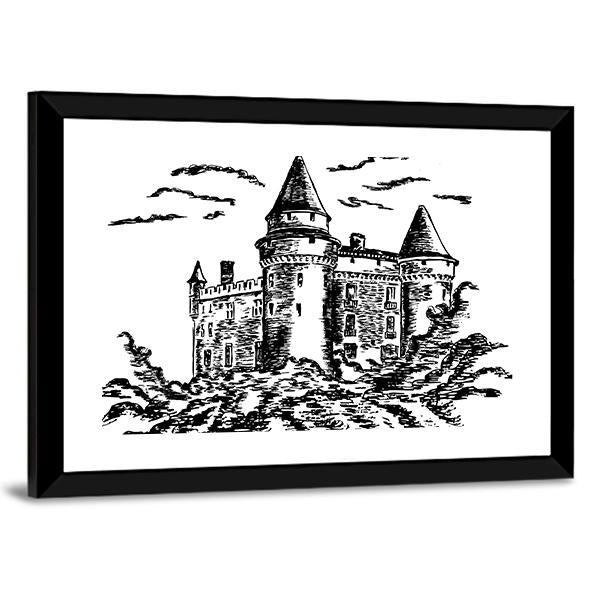 Old Castle Canvas Wall Art-3 Horizontal-Gallery Wrap-25" x 16"-Tiaracle