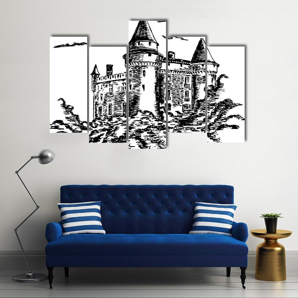 Old Castle Canvas Wall Art-5 Pop-Gallery Wrap-47" x 32"-Tiaracle