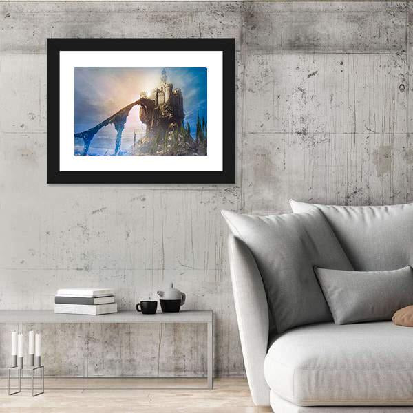Old Castle On Hill Canvas Wall Art-3 Horizontal-Gallery Wrap-25" x 16"-Tiaracle