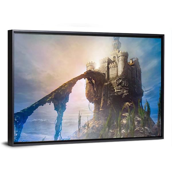 Old Castle On Hill Canvas Wall Art-3 Horizontal-Gallery Wrap-25" x 16"-Tiaracle