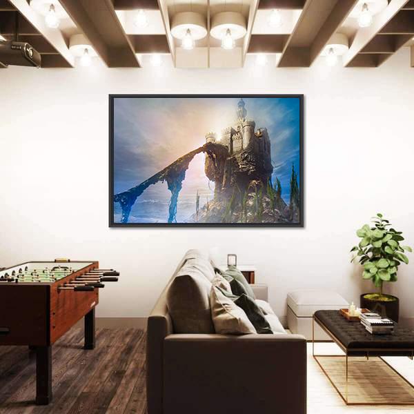 Old Castle On Hill Canvas Wall Art-3 Horizontal-Gallery Wrap-25" x 16"-Tiaracle