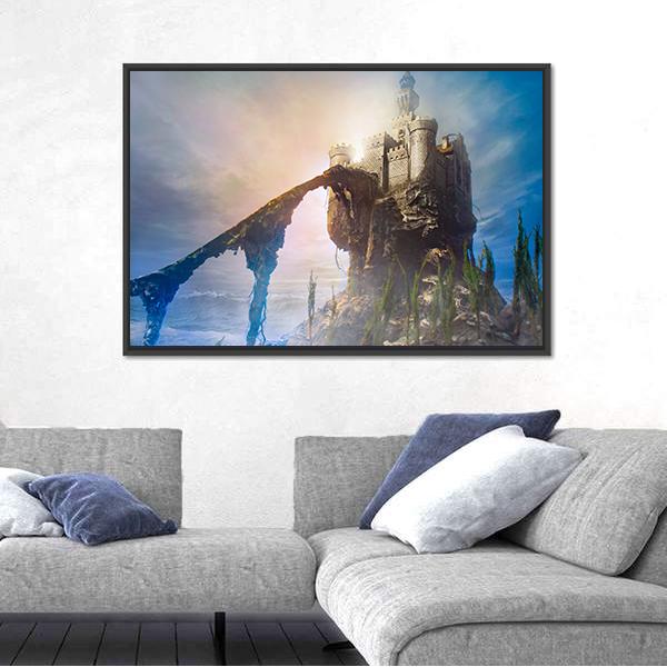 Old Castle On Hill Canvas Wall Art-3 Horizontal-Gallery Wrap-25" x 16"-Tiaracle