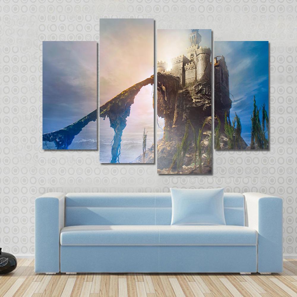 Old Castle On Hill Canvas Wall Art-4 Pop-Gallery Wrap-50" x 32"-Tiaracle
