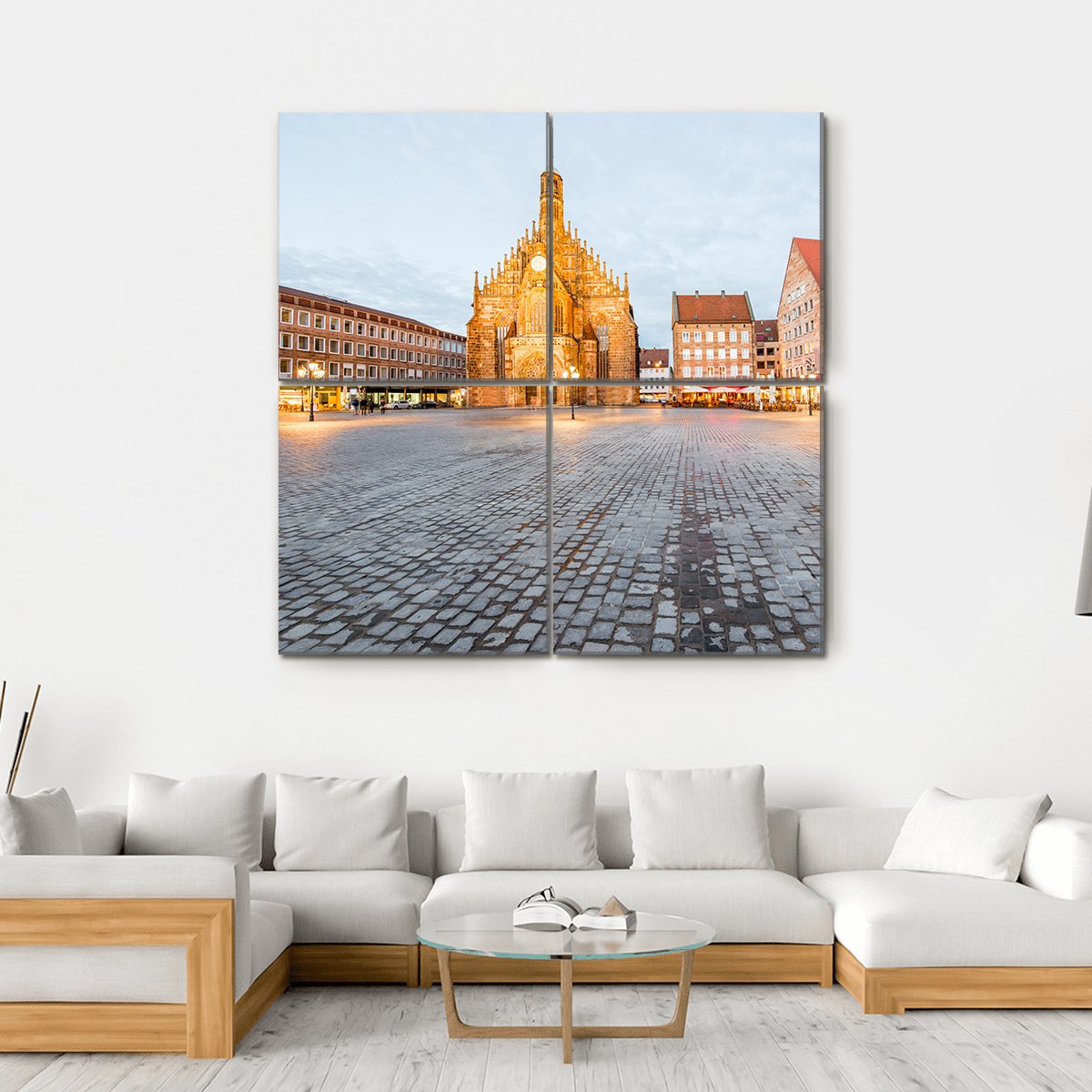 Old Cathedral In Nurnberg City Canvas Wall Art-4 Square-Gallery Wrap-17" x 17"-Tiaracle