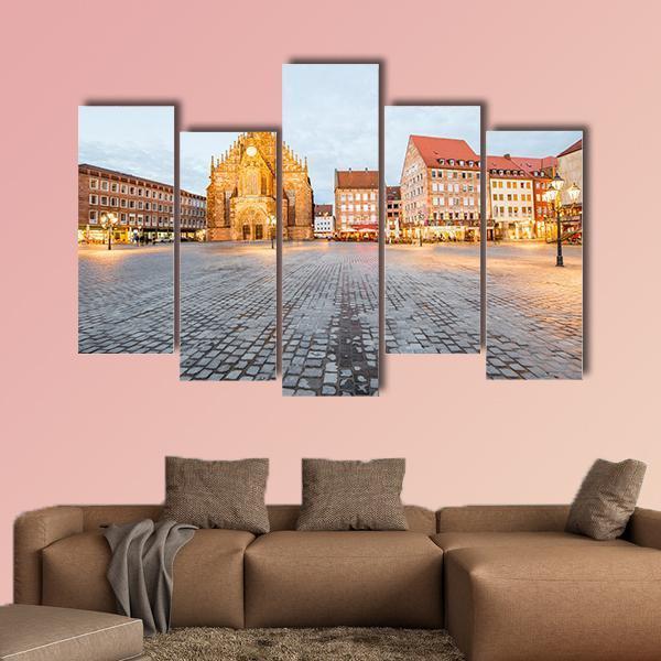Old Cathedral In Nurnberg City Canvas Wall Art-5 Pop-Gallery Wrap-47" x 32"-Tiaracle