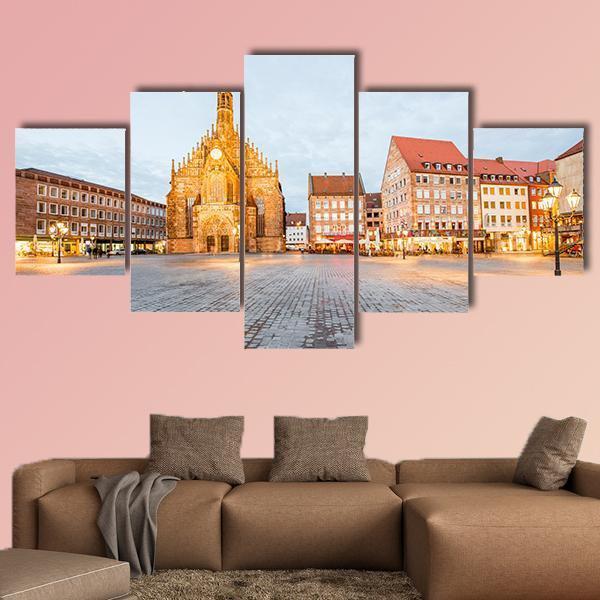 Old Cathedral In Nurnberg City Canvas Wall Art-5 Star-Gallery Wrap-62" x 32"-Tiaracle