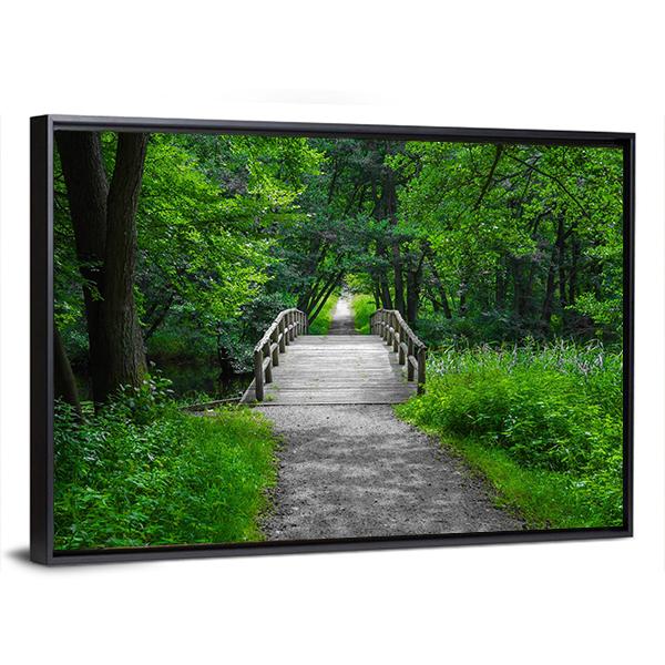 Old Charming Wooden Bridge Canvas Wall Art-3 Horizontal-Gallery Wrap-25" x 16"-Tiaracle