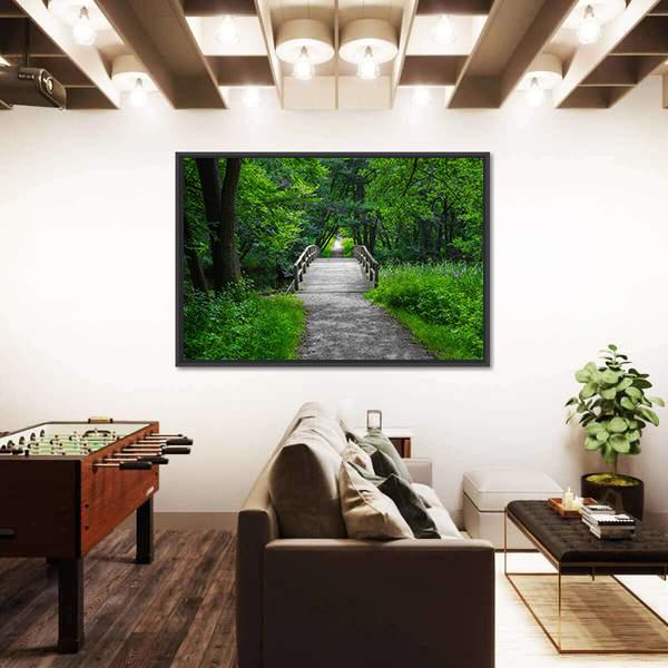 Old Charming Wooden Bridge Canvas Wall Art-3 Horizontal-Gallery Wrap-25" x 16"-Tiaracle