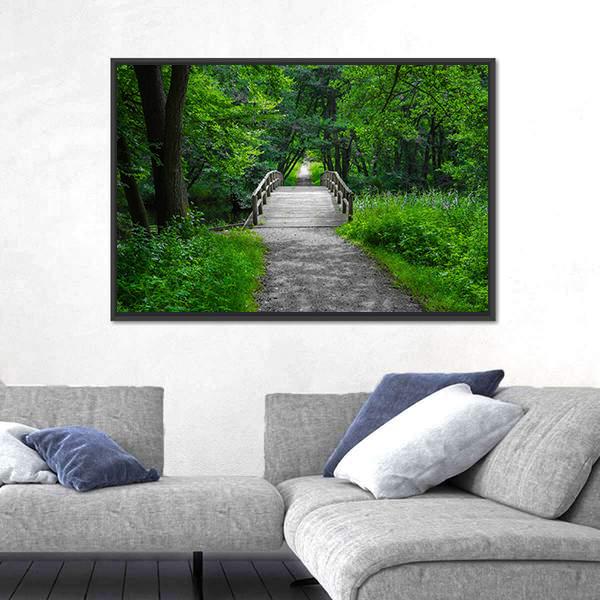 Old Charming Wooden Bridge Canvas Wall Art-3 Horizontal-Gallery Wrap-25" x 16"-Tiaracle