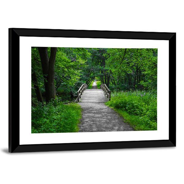 Old Charming Wooden Bridge Canvas Wall Art-3 Horizontal-Gallery Wrap-25" x 16"-Tiaracle