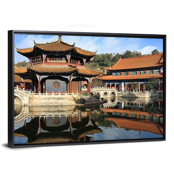 Old Chinese Temple Canvas Wall Art-3 Horizontal-Gallery Wrap-25" x 16"-Tiaracle