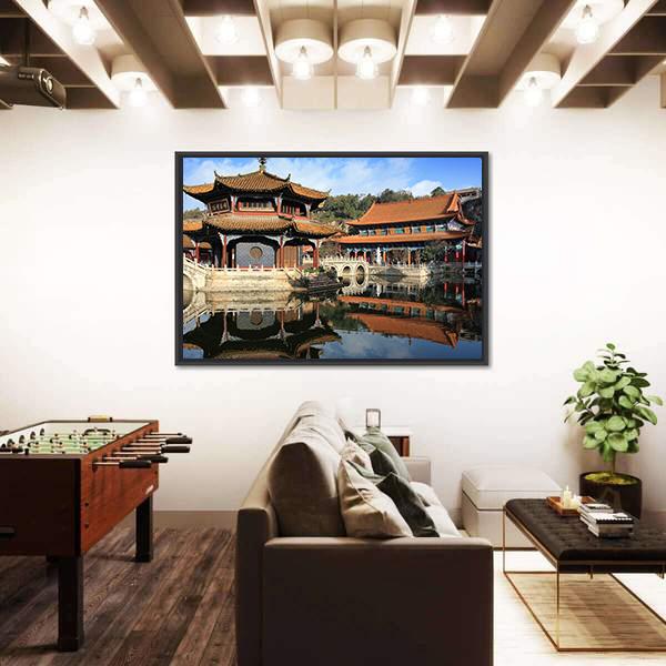 Old Chinese Temple Canvas Wall Art-3 Horizontal-Gallery Wrap-25" x 16"-Tiaracle