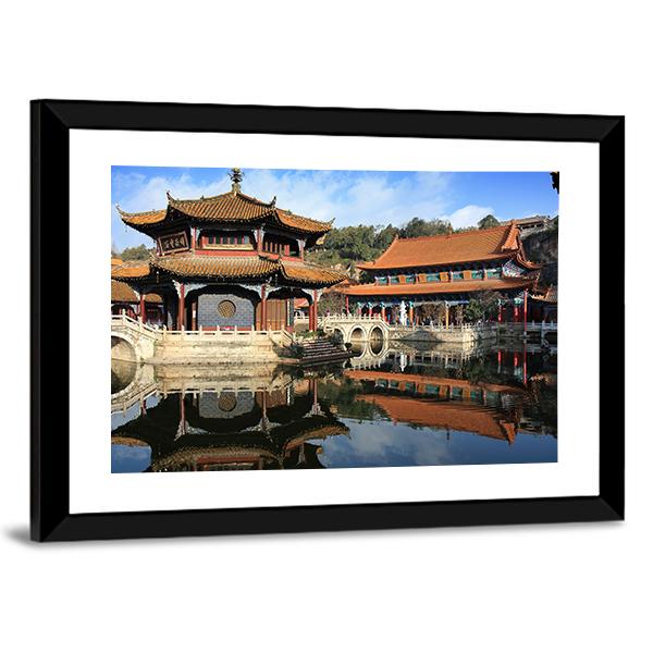 Old Chinese Temple Canvas Wall Art-3 Horizontal-Gallery Wrap-25" x 16"-Tiaracle