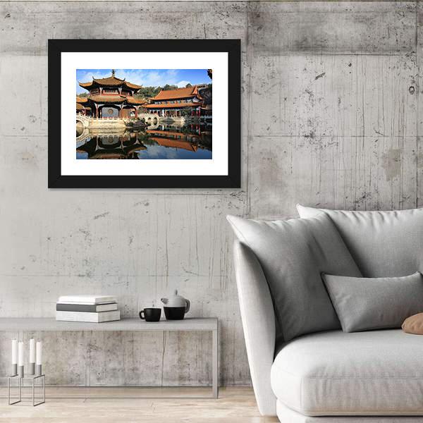 Old Chinese Temple Canvas Wall Art-3 Horizontal-Gallery Wrap-25" x 16"-Tiaracle