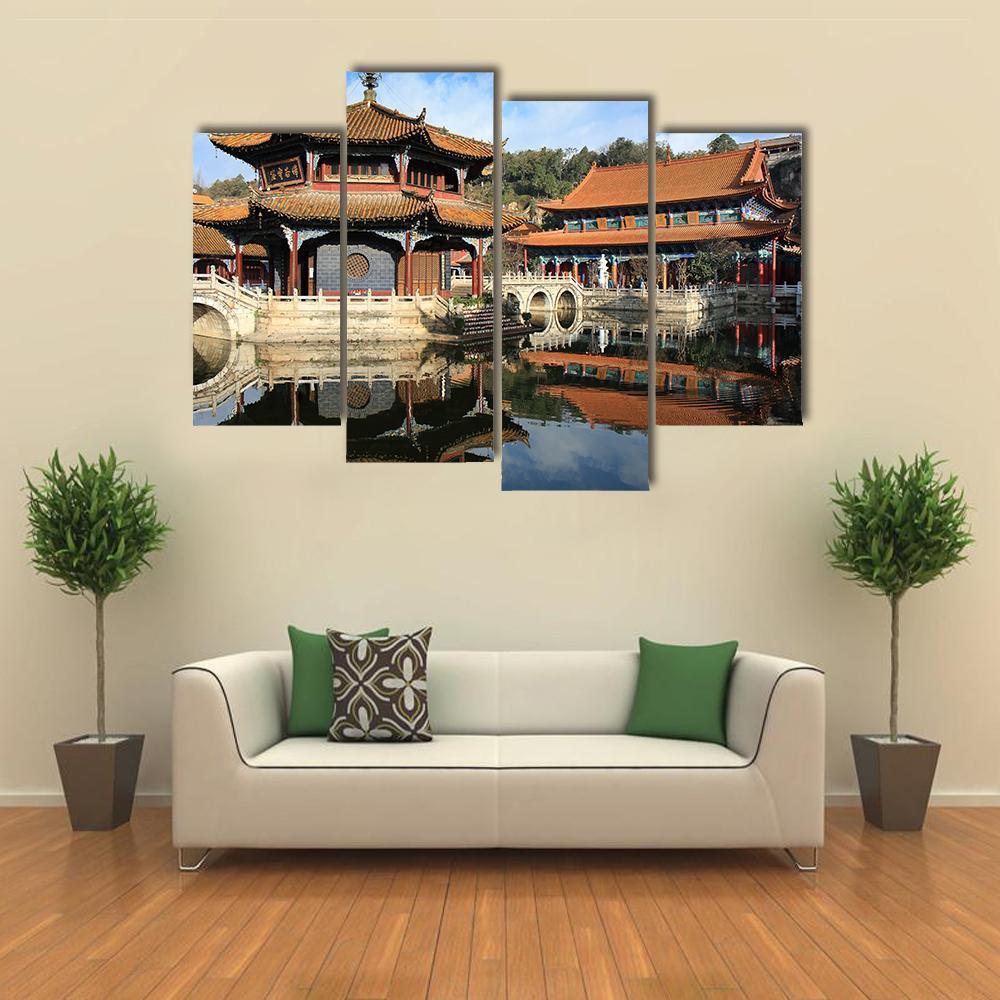 Old Chinese Temple Canvas Wall Art-4 Pop-Gallery Wrap-50" x 32"-Tiaracle