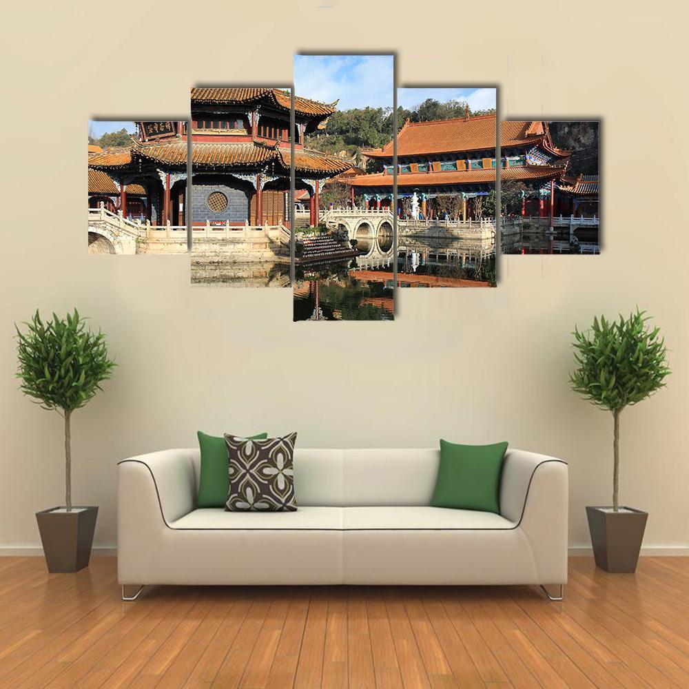 Old Chinese Temple Canvas Wall Art-5 Star-Gallery Wrap-62" x 32"-Tiaracle
