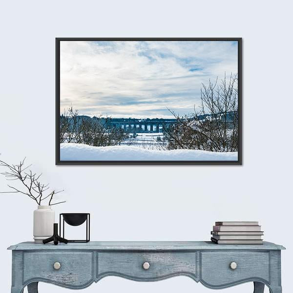 Old Chirk Railway Bridge Canvas Wall Art-1 Piece-Floating Frame-24" x 16"-Tiaracle