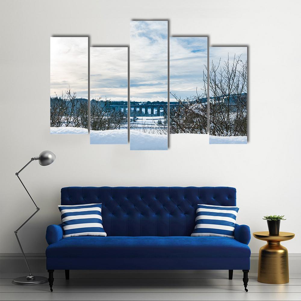 Old Chirk Railway Bridge Canvas Wall Art-5 Pop-Gallery Wrap-47" x 32"-Tiaracle