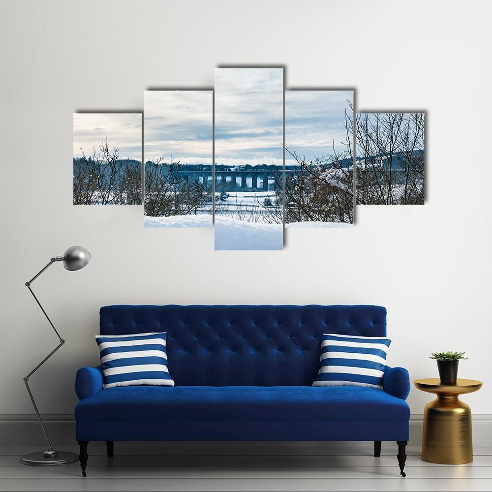 Old Chirk Railway Bridge Canvas Wall Art-5 Star-Gallery Wrap-62" x 32"-Tiaracle