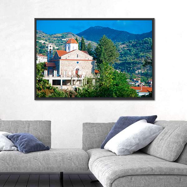 Old Church In Troodos Mountains Canvas Wall Art-1 Piece-Floating Frame-24" x 16"-Tiaracle