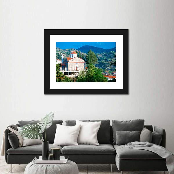 Old Church In Troodos Mountains Canvas Wall Art-1 Piece-Framed Print-20" x 16"-Tiaracle
