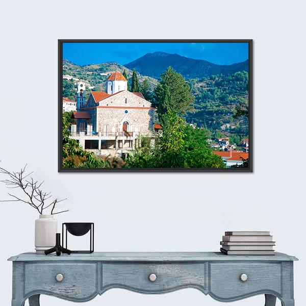 Old Church In Troodos Mountains Canvas Wall Art-5 Horizontal-Gallery Wrap-22" x 12"-Tiaracle