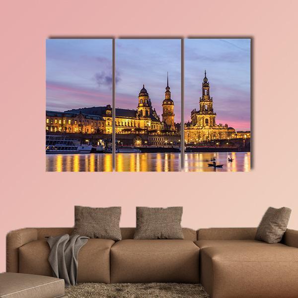 Dresden At Sundown Canvas Wall Art-3 Horizontal-Gallery Wrap-37" x 24"-Tiaracle