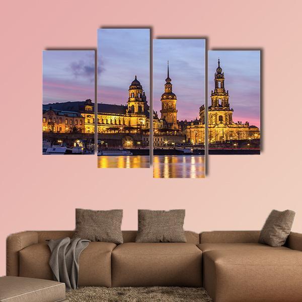 Dresden At Sundown Canvas Wall Art-4 Pop-Gallery Wrap-50" x 32"-Tiaracle