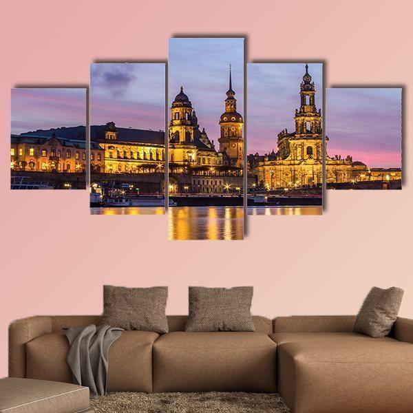 Dresden At Sundown Canvas Wall Art-5 Star-Gallery Wrap-62" x 32"-Tiaracle