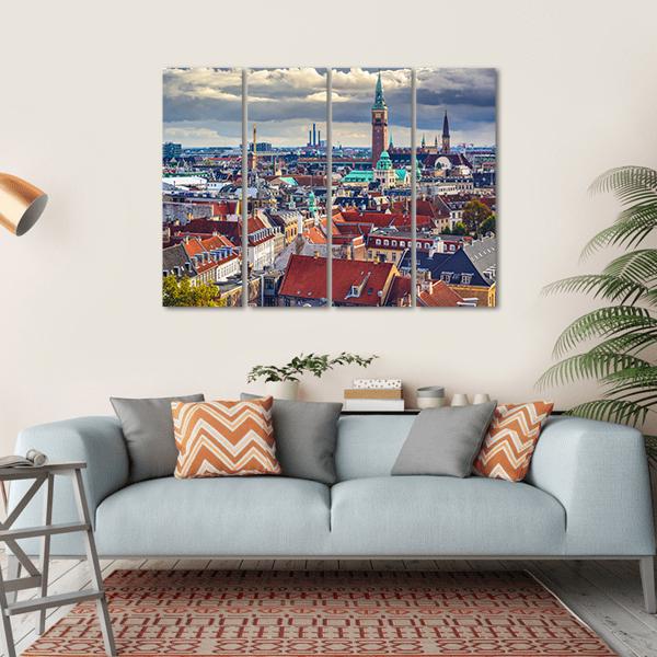 City Skyline Of Copenhagen Canvas Wall Art-4 Horizontal-Gallery Wrap-34" x 24"-Tiaracle