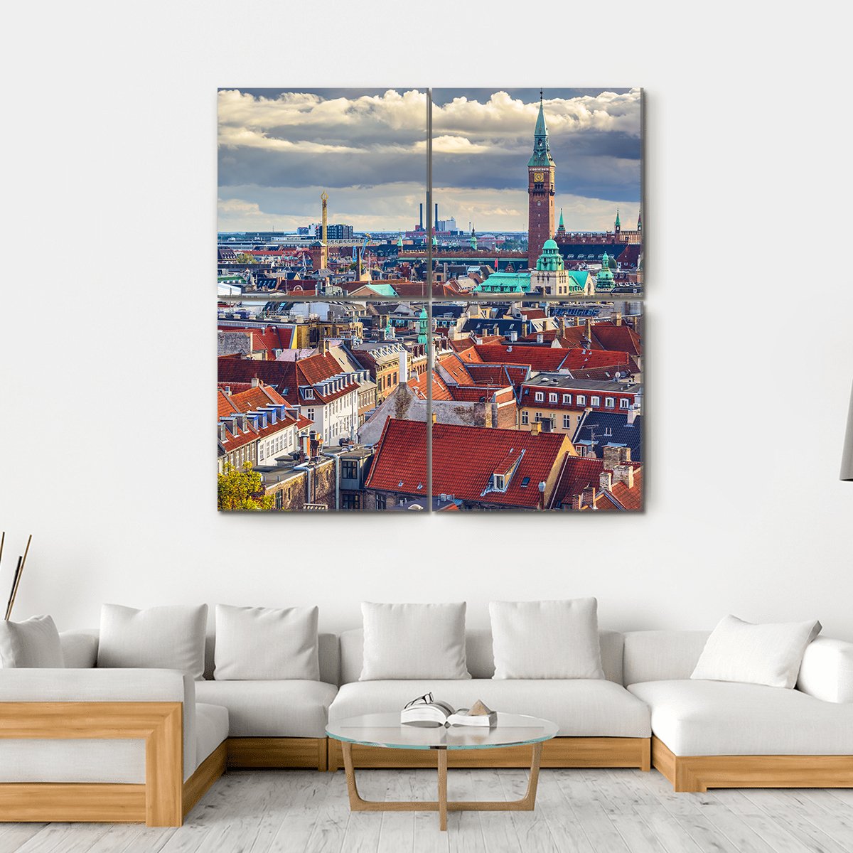 City Skyline Of Copenhagen Canvas Wall Art-4 Square-Gallery Wrap-17" x 17"-Tiaracle