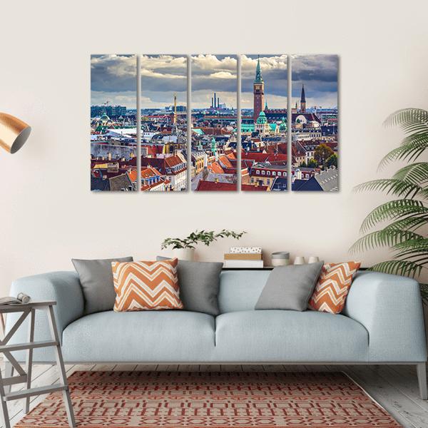 City Skyline Of Copenhagen Canvas Wall Art-5 Horizontal-Gallery Wrap-22" x 12"-Tiaracle