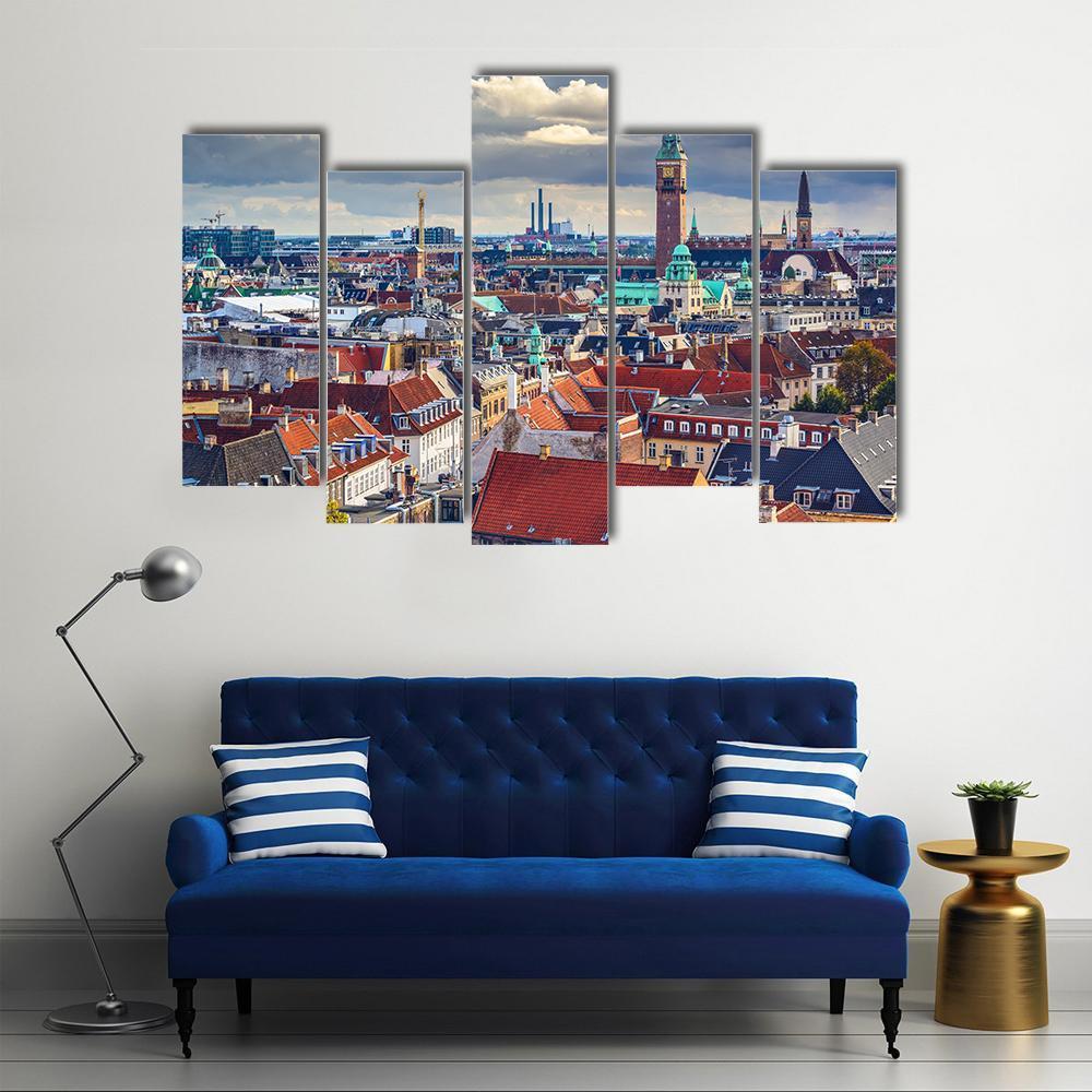 City Skyline Of Copenhagen Canvas Wall Art-5 Pop-Gallery Wrap-47" x 32"-Tiaracle