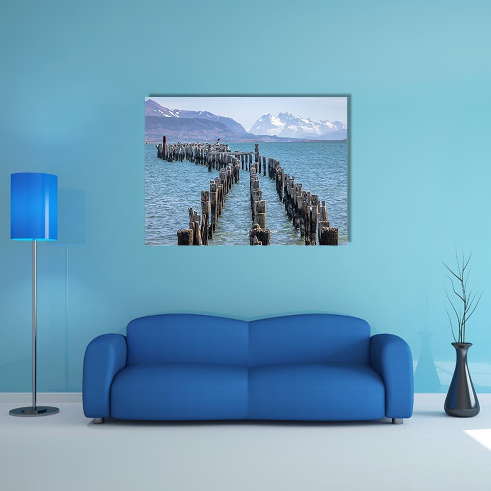 Old Dock In Almirante Montt Gulf Patagonia Canvas Wall Art-4 Horizontal-Gallery Wrap-34" x 24"-Tiaracle