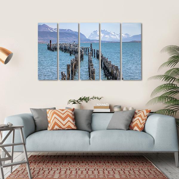 Old Dock In Almirante Montt Gulf Patagonia Canvas Wall Art-5 Horizontal-Gallery Wrap-22" x 12"-Tiaracle