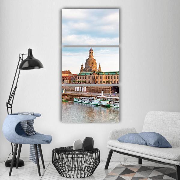 Old Dresden Over River Vertical Canvas Wall Art-3 Vertical-Gallery Wrap-12" x 25"-Tiaracle