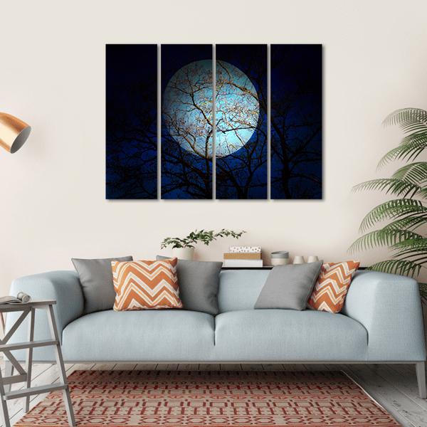 Dry Tree In Dark Night Canvas Wall Art-4 Horizontal-Gallery Wrap-34" x 24"-Tiaracle