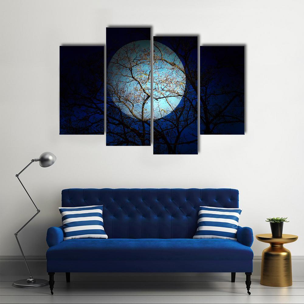 Dry Tree In Dark Night Canvas Wall Art-4 Pop-Gallery Wrap-50" x 32"-Tiaracle