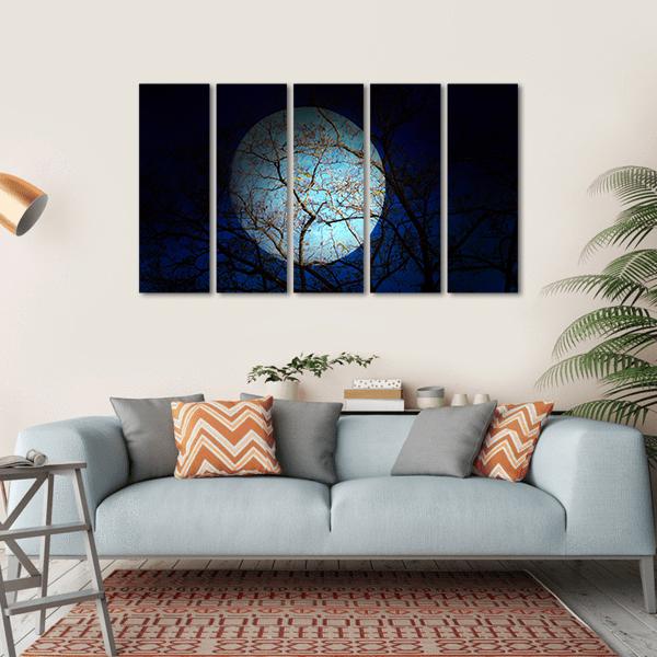 Dry Tree In Dark Night Canvas Wall Art-5 Horizontal-Gallery Wrap-22" x 12"-Tiaracle