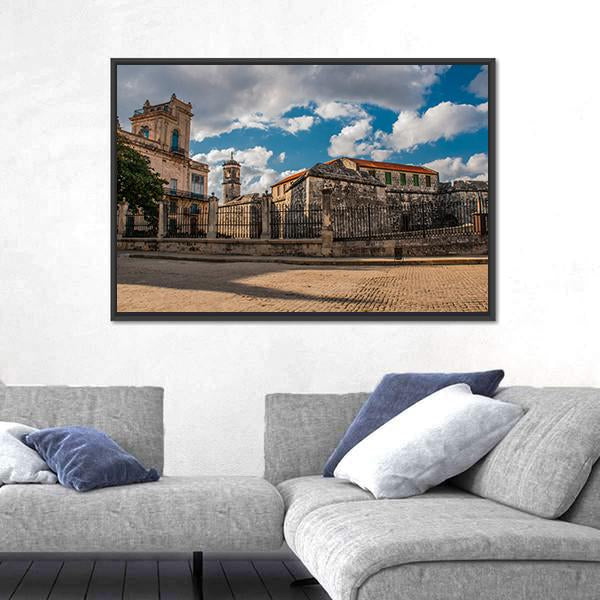 Old Fortress Castle Havana Canvas Wall Art-1 Piece-Floating Frame-24" x 16"-Tiaracle