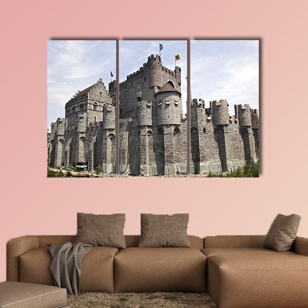 Gravensteen Castle Ghent Canvas Wall Art-3 Horizontal-Gallery Wrap-37" x 24"-Tiaracle