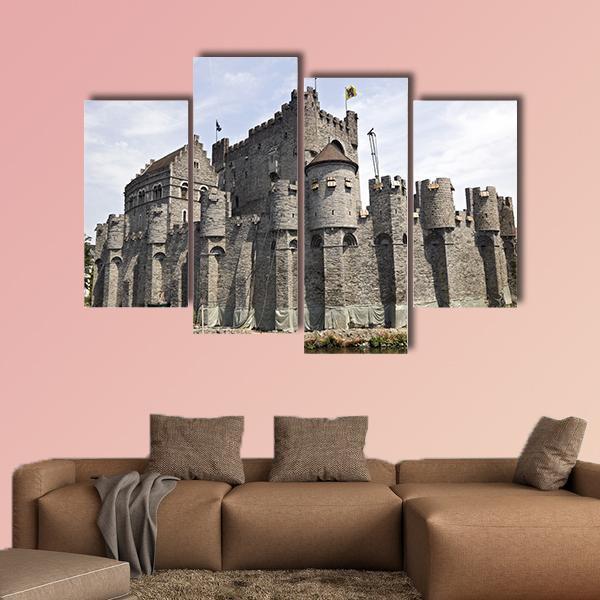 Gravensteen Castle Ghent Canvas Wall Art-4 Pop-Gallery Wrap-50" x 32"-Tiaracle