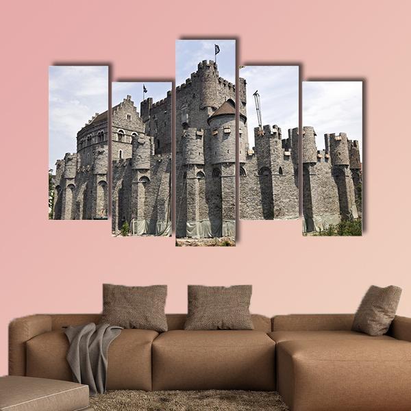 Gravensteen Castle Ghent Canvas Wall Art-5 Pop-Gallery Wrap-47" x 32"-Tiaracle