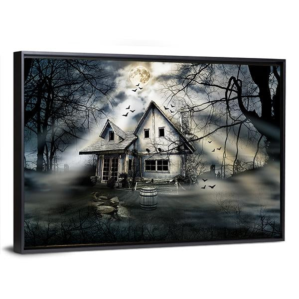 Old Haunted House Canvas Wall Art-3 Horizontal-Gallery Wrap-25" x 16"-Tiaracle