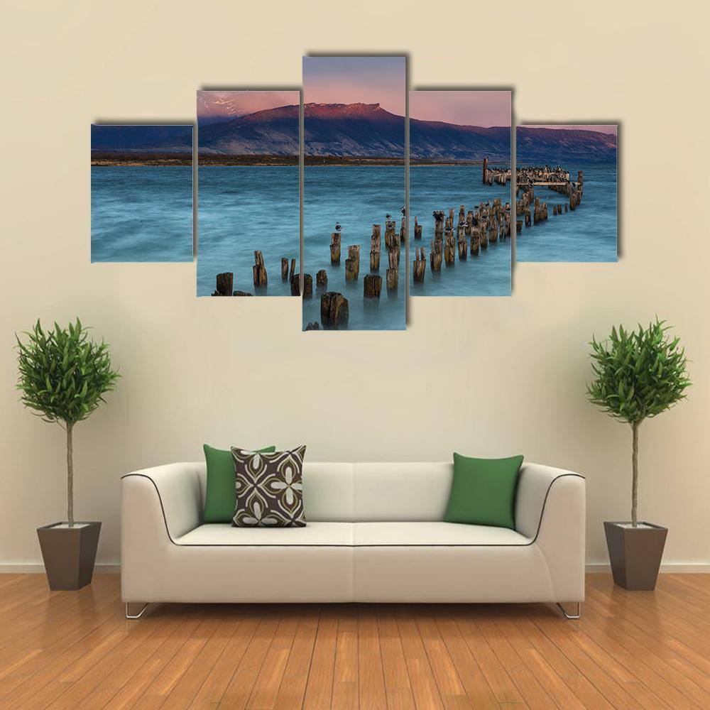 Old Landing Stage Chile Canvas Wall Art-5 Star-Gallery Wrap-62" x 32"-Tiaracle
