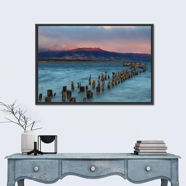 Old Landing Stage Chile Canvas Wall Art-1 Piece-Floating Frame-24" x 16"-Tiaracle